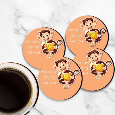 Monkey With Text Design Printed Coaster For Home, Offices ETC