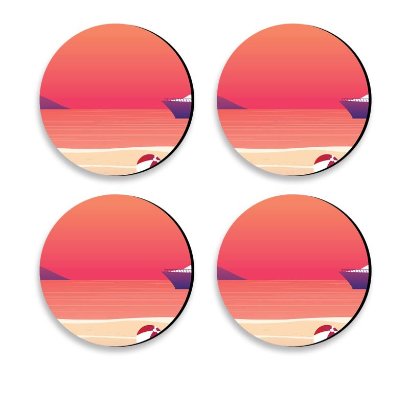 Sunset Theme Design Printed Coaster For Home, Offices ETC