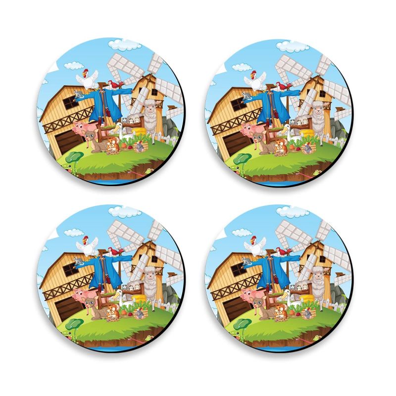 Cartoon Theme Design Printed Coaster For Home, Offices ETC