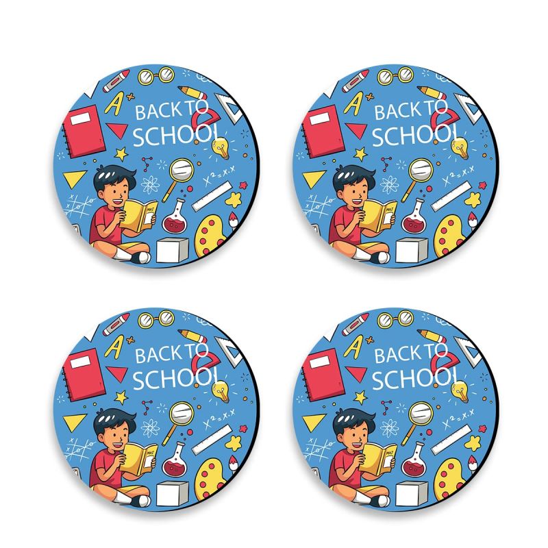 School Theme Design Printed Coaster For Home, Offices ETC