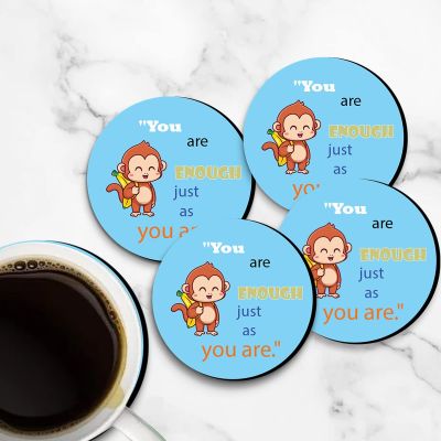 Monkey With Text Design Printed Coaster For Home, Offices ETC