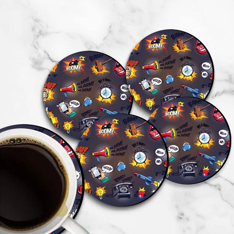 Comic Boom Design Printed Coaster For Home, Offices ETC