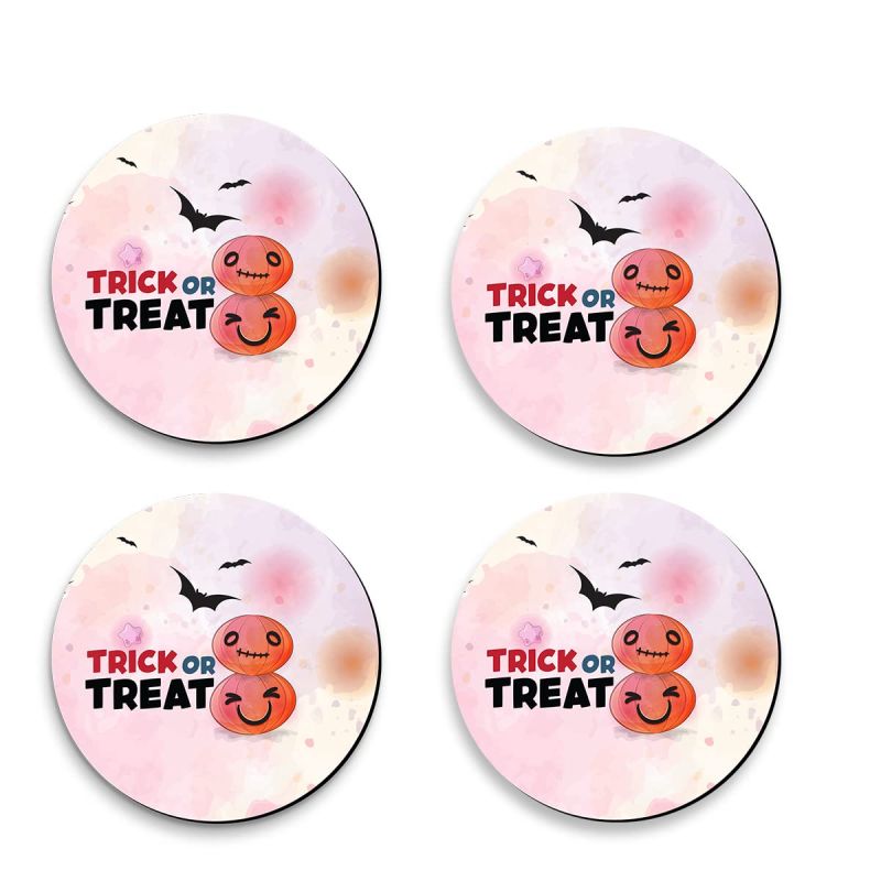 Trick Or Treat Comic Design Printed Coaster For Home, Offices ETC