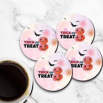 Trick Or Treat Comic Design Printed Coaster For Home, Offices ETC