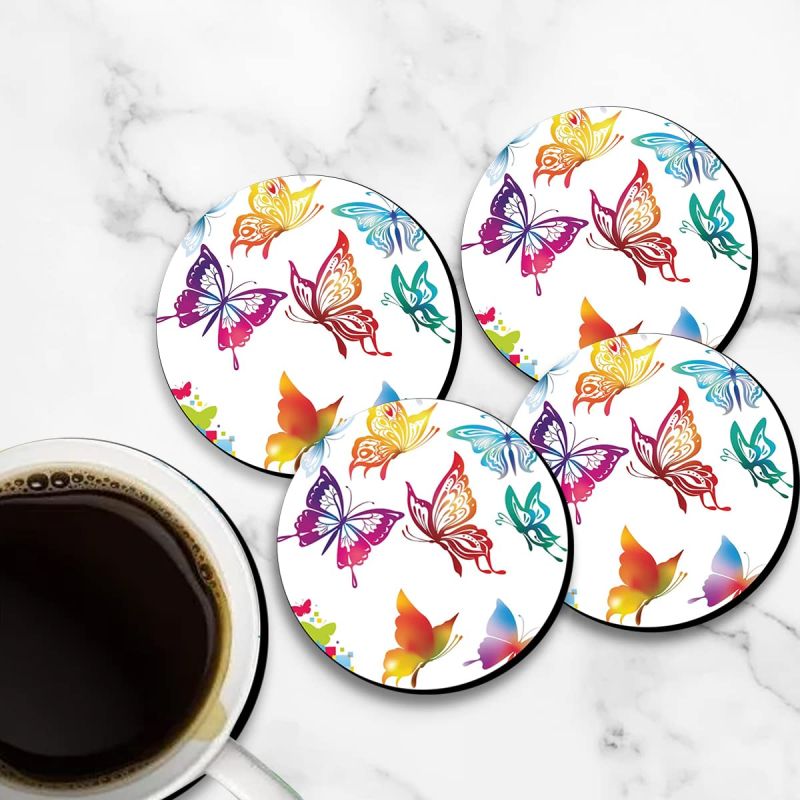 Butterflies Design Printed Coaster For Home, Offices ETC