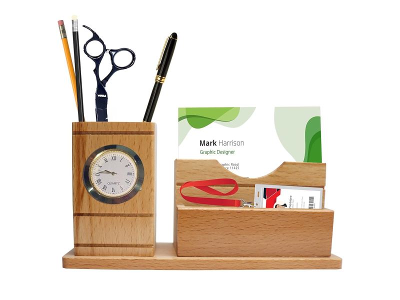 Pen Stand With Clock & Mobile Stand For Office Table Decor And Study Table ETC