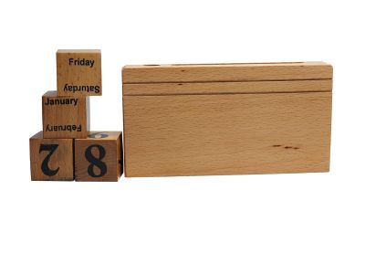 Multipurpose Wooden Pen Holder With Calender & Visiting Cards Holder For Home And Office