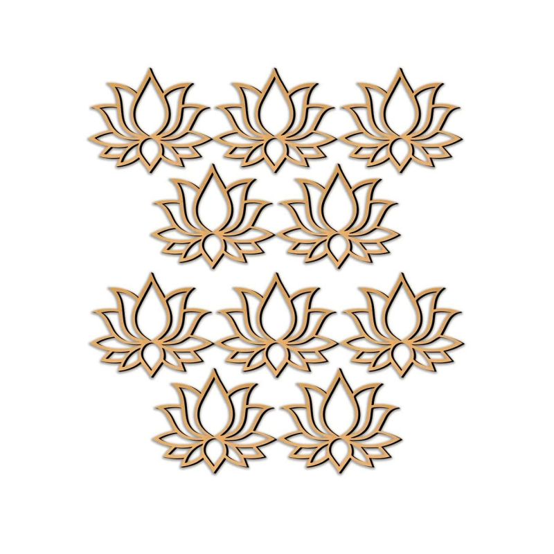 Lotus Cutout Pack Of 10 Lotus Cutout For Art And Craft, Festival Decoration, DIY Project (14cm x 16.5cm)