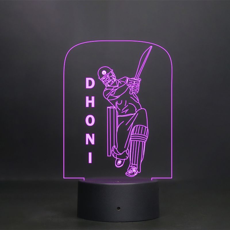 Dhoni Character With Text Design Night Lamp