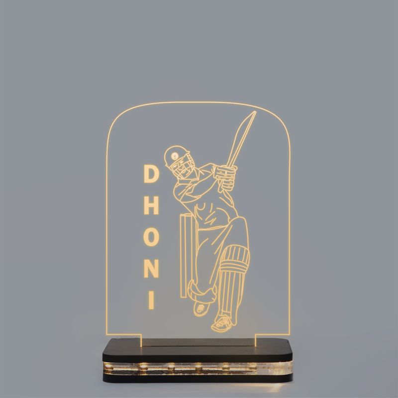 Dhoni Character With Text Design Night Lamp