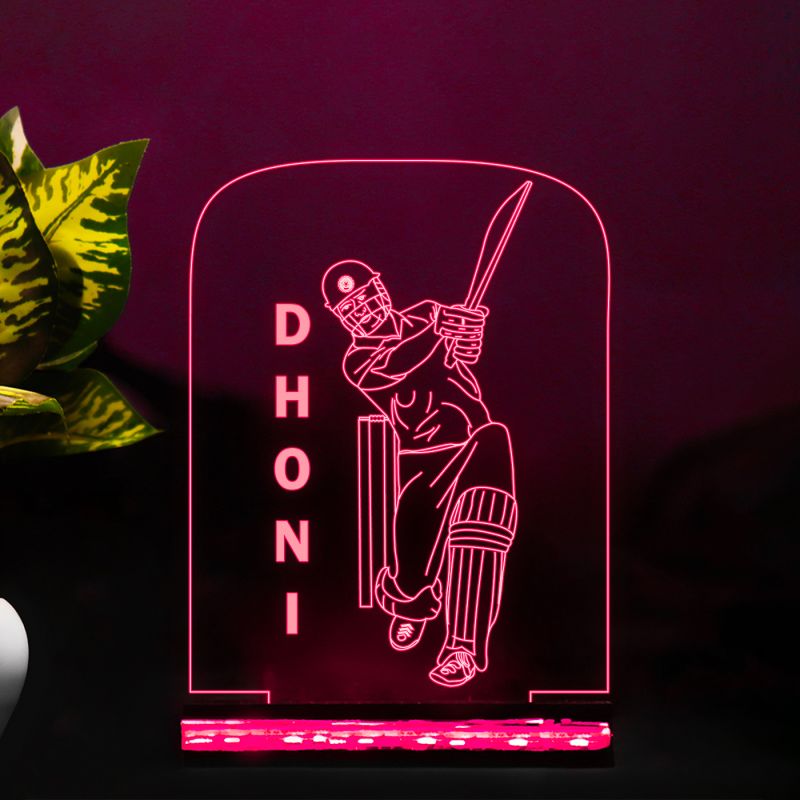 Dhoni Character With Text Design Night Lamp