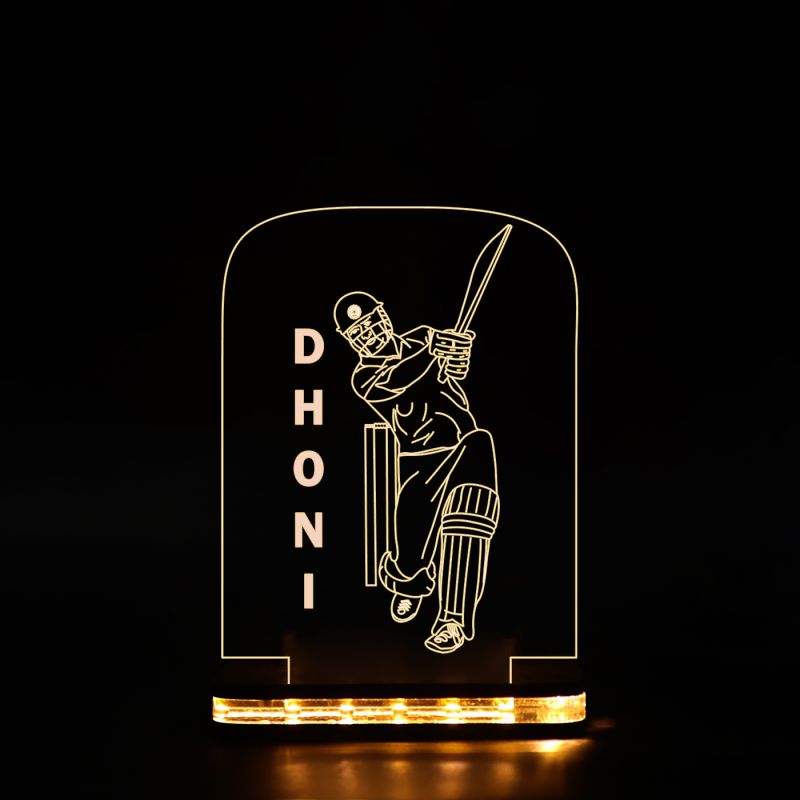 Dhoni Character With Text Design Night Lamp