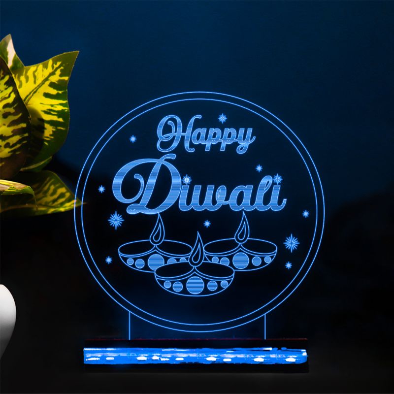 Happy Diwali Text Design Night Lamp