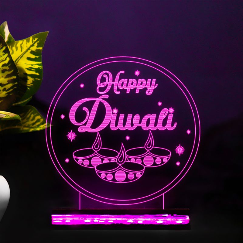 Happy Diwali Text Design Night Lamp