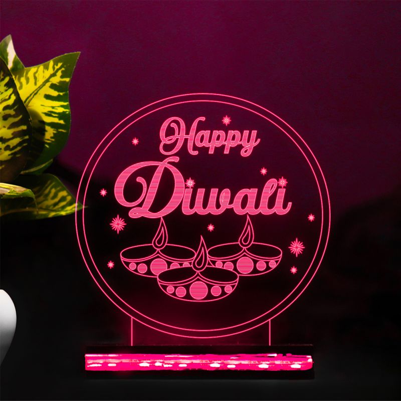 Happy Diwali Text Design Night Lamp