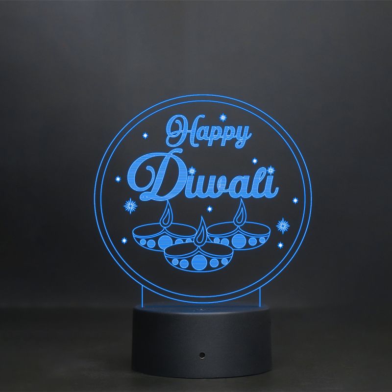 Happy Diwali Text Design Night Lamp