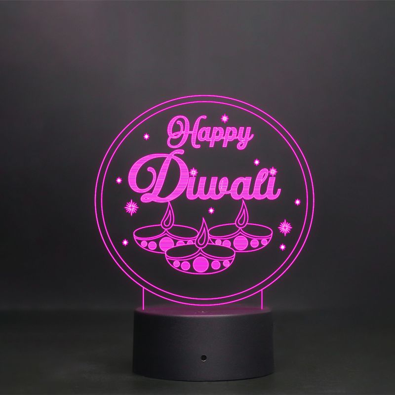 Happy Diwali Text Design Night Lamp