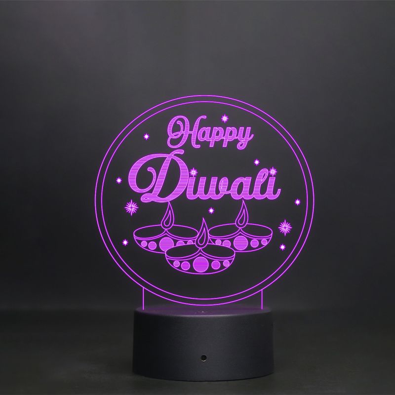 Happy Diwali Text Design Night Lamp