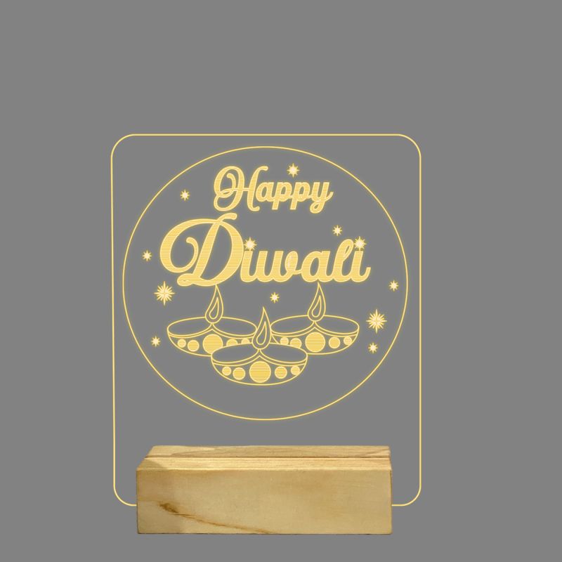 Happy Diwali Text Design Night Lamp