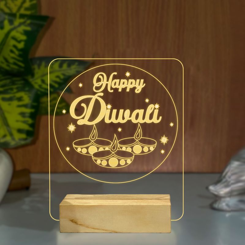 Happy Diwali Text Design Night Lamp