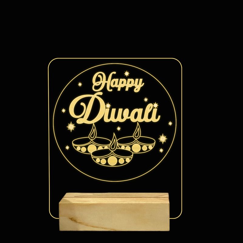 Happy Diwali Text Design Night Lamp