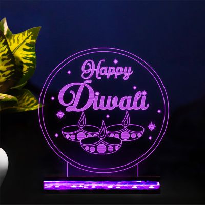 Happy Diwali Text Design Night Lamp