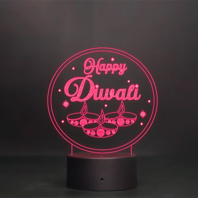 Happy Diwali Text Design Night Lamp