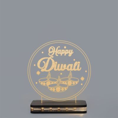 Happy Diwali Text Design Night Lamp