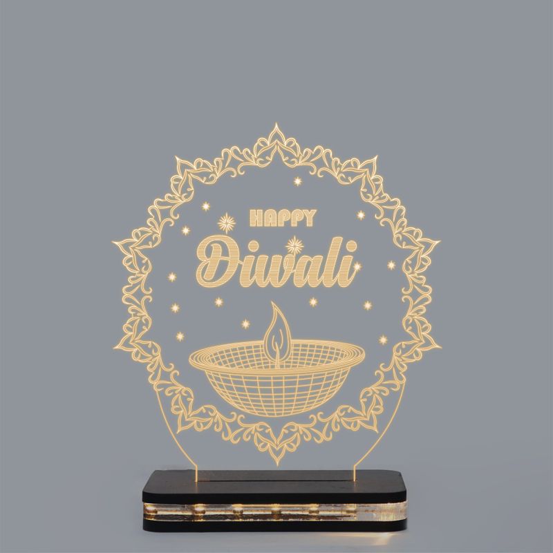 Happy Diwali Text Design Night Lamp