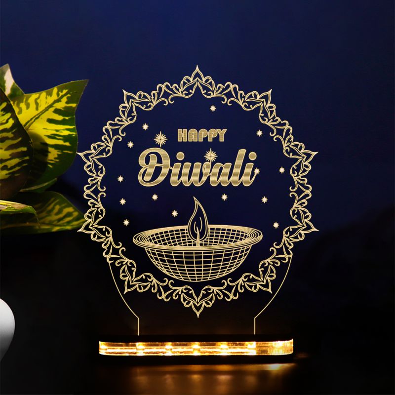 Happy Diwali Text Design Night Lamp