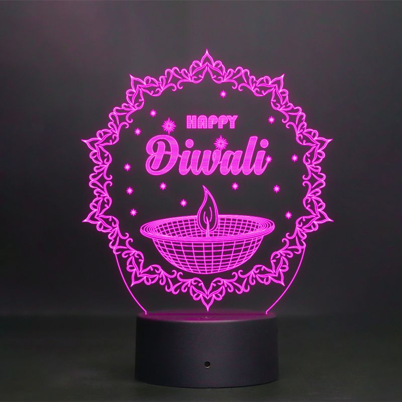 Happy Diwali Text Design Night Lamp