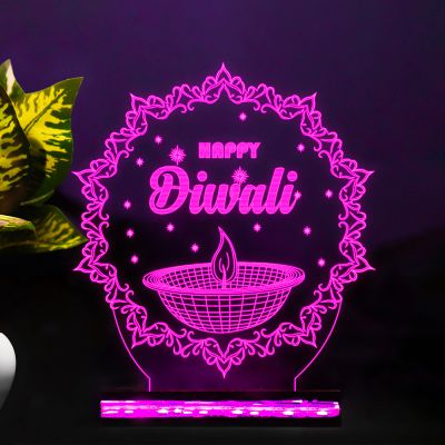 Happy Diwali Text Design Night Lamp