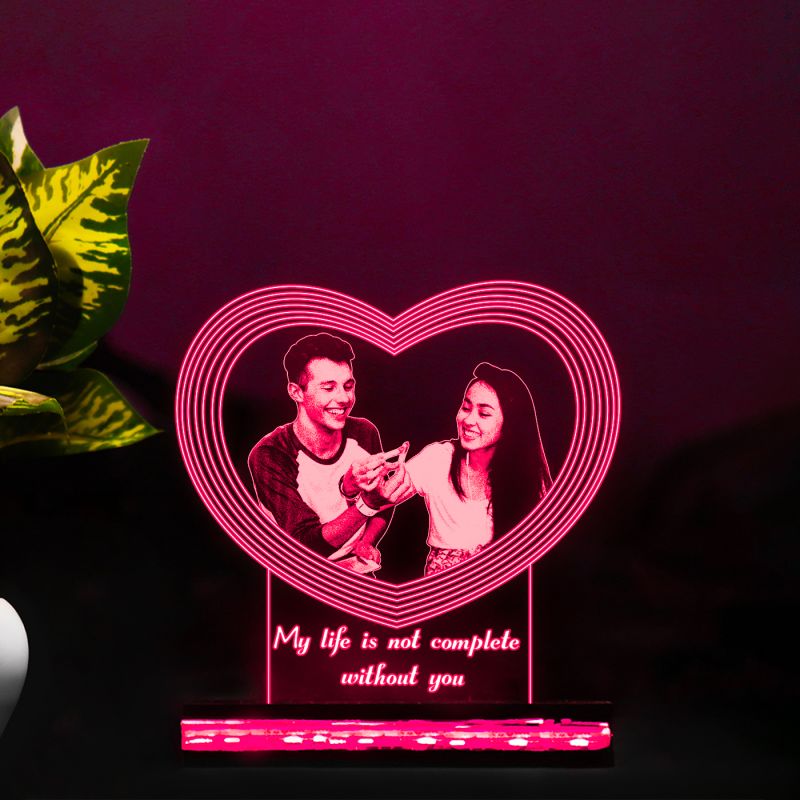 Couple Customized Heart With Photo Night Lamp