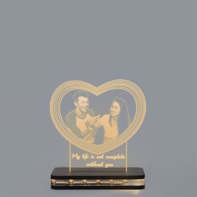 Couple Customized Heart With Photo Night Lamp