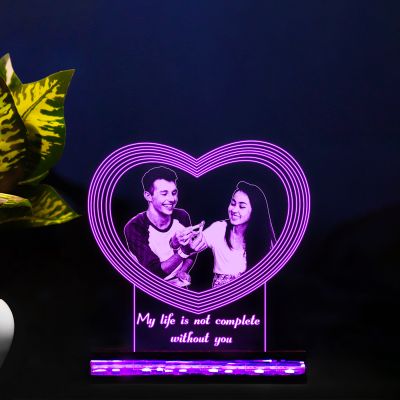 Couple Customized Heart With Photo Night Lamp