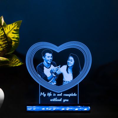 Couple Customized Heart With Photo Night Lamp