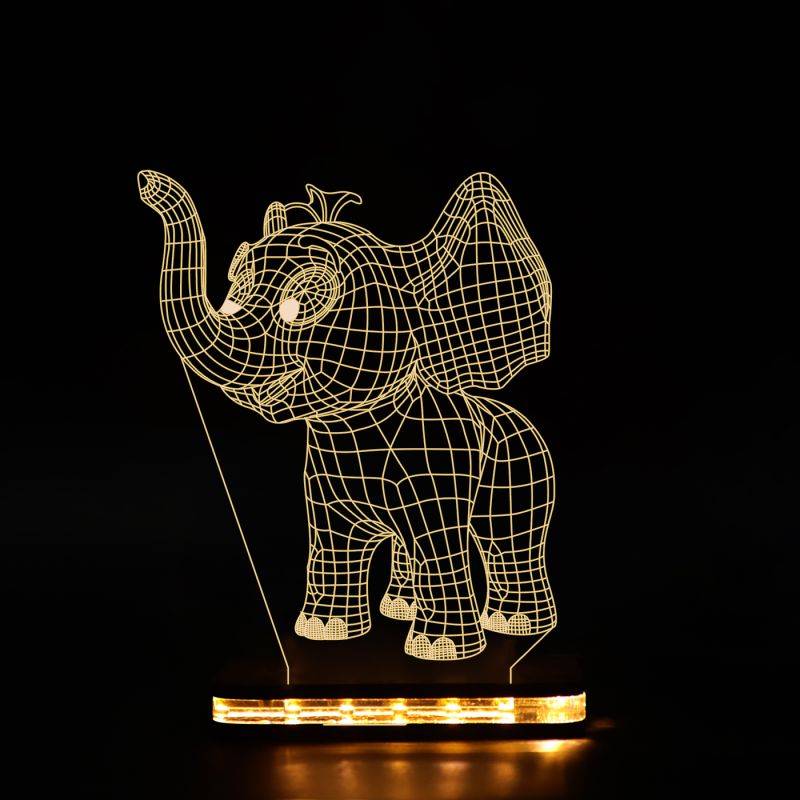 3D Elephant Design Night Lamp