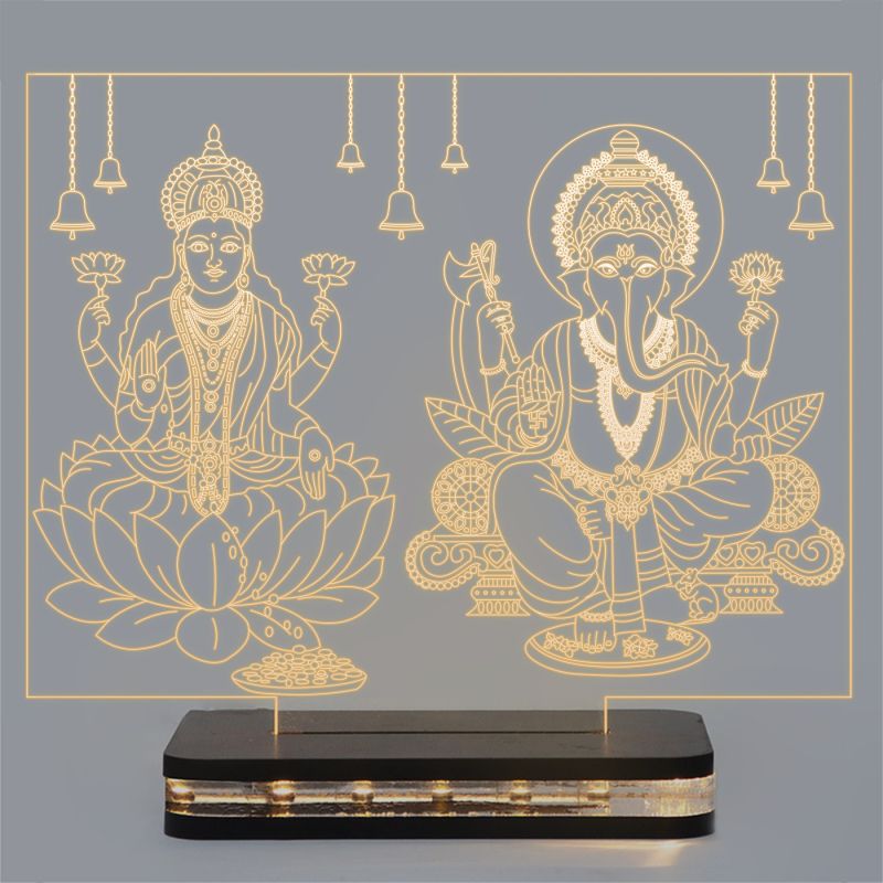 Lord Ganesh Ji Or Laxmi Ji Design Night Lamp