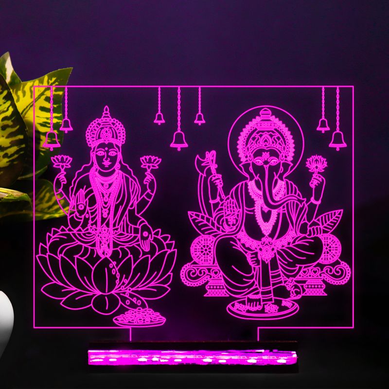 Lord Ganesh Ji Or Laxmi Ji Design Night Lamp