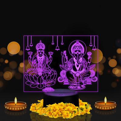 Lord Ganesh Ji Or Laxmi Ji Design Night Lamp