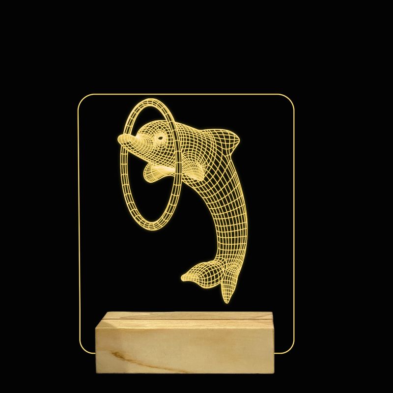 3D Illusion Playing Dolphin Design Night Lamp