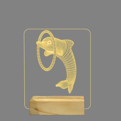 3D Illusion Playing Dolphin Design Night Lamp