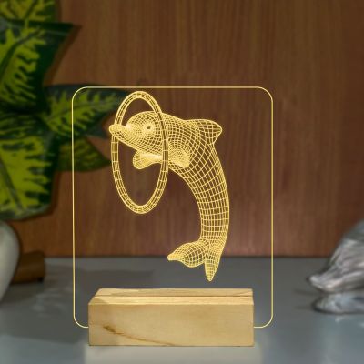 3D Illusion Playing Dolphin Design Night Lamp