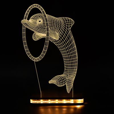 3D Illusion Playing Dolphin Design Night Lamp