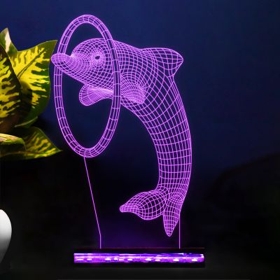 3D Illusion Playing Dolphin Design Night Lamp