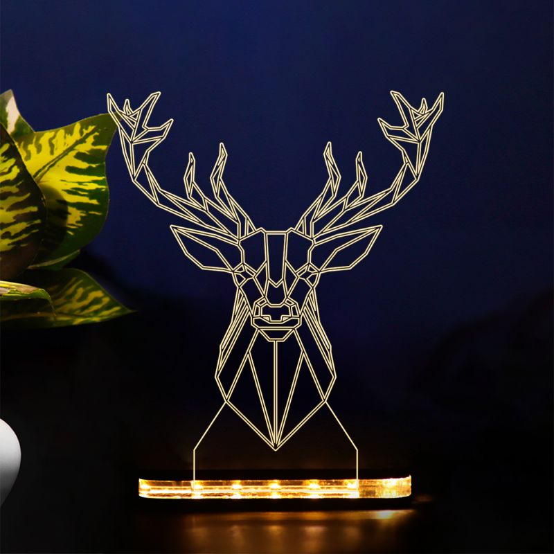 Poly-Art Deer Head Design Night Lamp