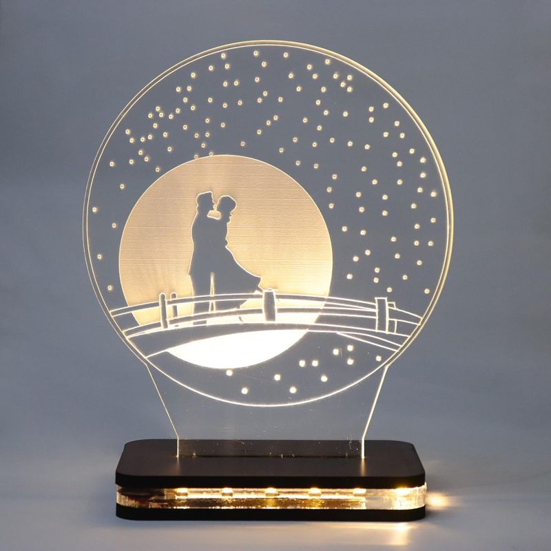 Couples In Moon Shadow Design Night Lamp