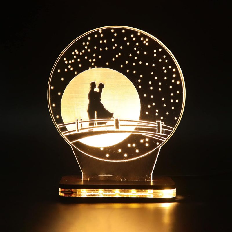 Couples In Moon Shadow Design Night Lamp