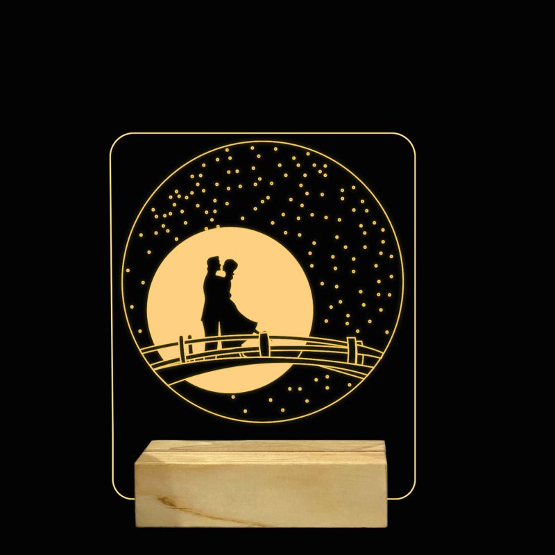 Couples In Moon Shadow Design Night Lamp