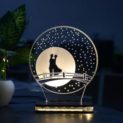 Couples In Moon Shadow Design Night Lamp